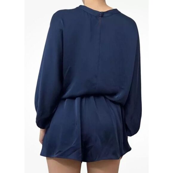 Ramy Brook Diane Long Sleeve Romper in Navy Blue NWT Size Large - Picture 2 of 7